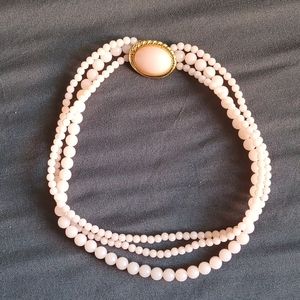 Very light pink beaded choker necklace
